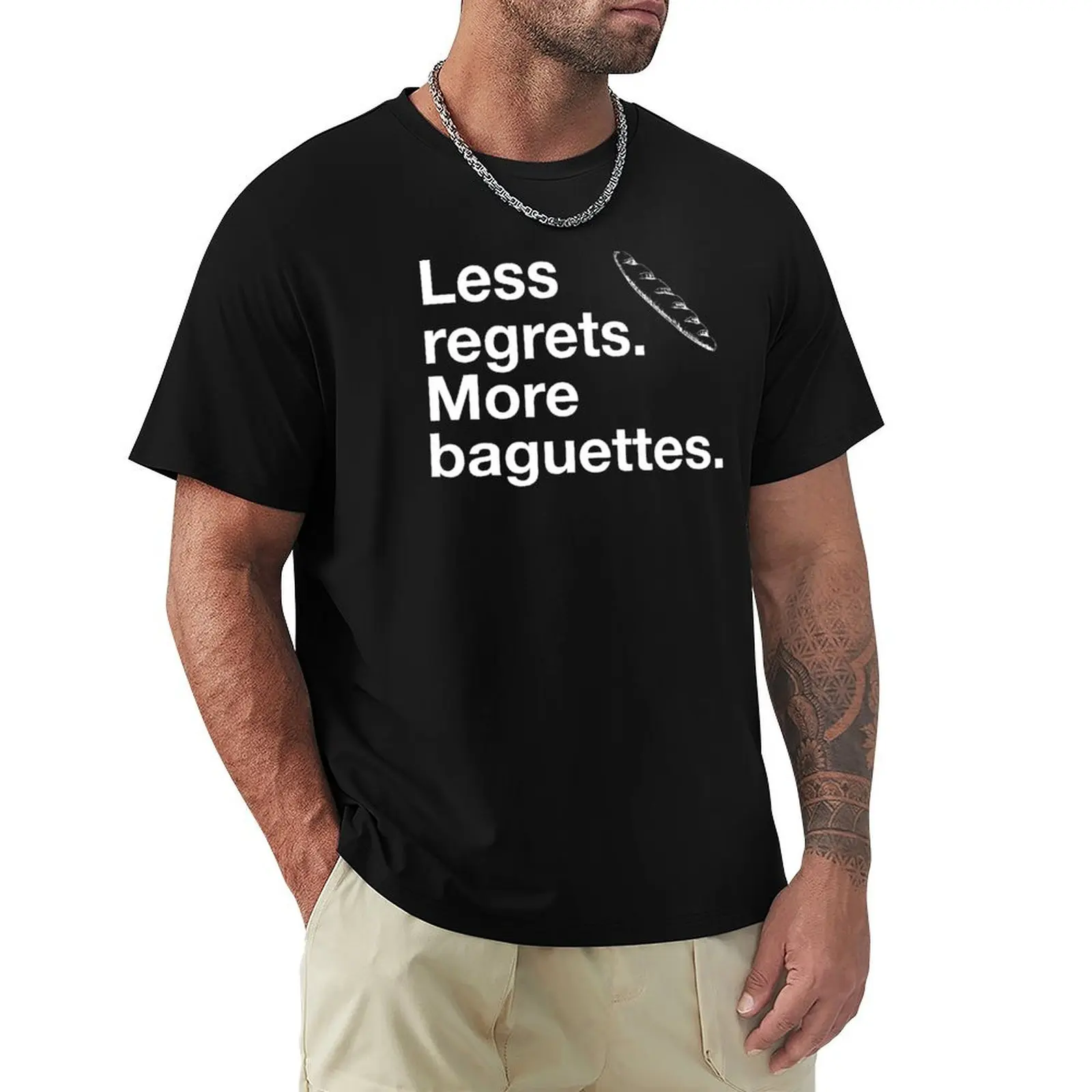

Less Regrets. More Baguettes. T-Shirt gifts for boyfriend vintage funny meme t-shirts compression shirt men
