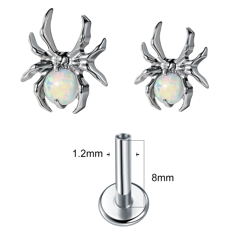 1PC Titanium Ear Cartilage Piercings Flat Back Stud Earring Internal Thread Spider Cross CZ Helix Tragus Piercing Jewelry 16G