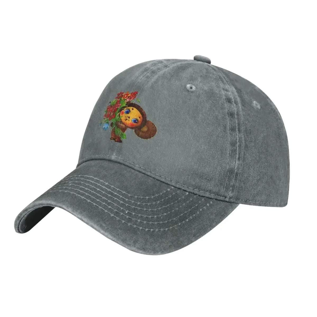 Colorful Flower Baseball Caps Peaked Cap Cheburashka Che Burashka Gena Russian Cartoon Sun Shade Hats for Men Women