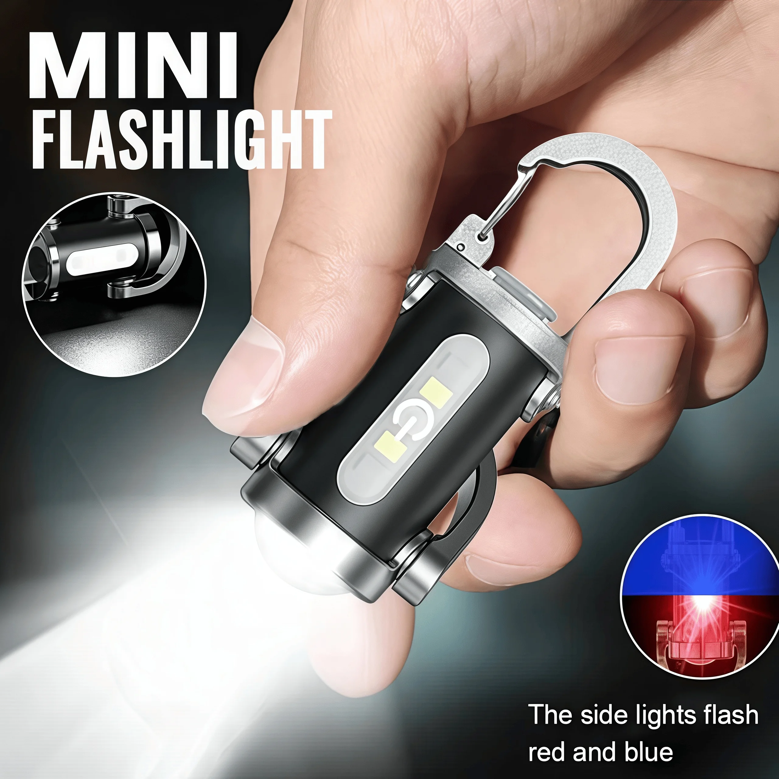 Mini TYPE-C Rechargeable LED Flashlight Keychain Portable Waterproof Camping Pocket Light Keyring Hanging Lamp Outdoor Tool