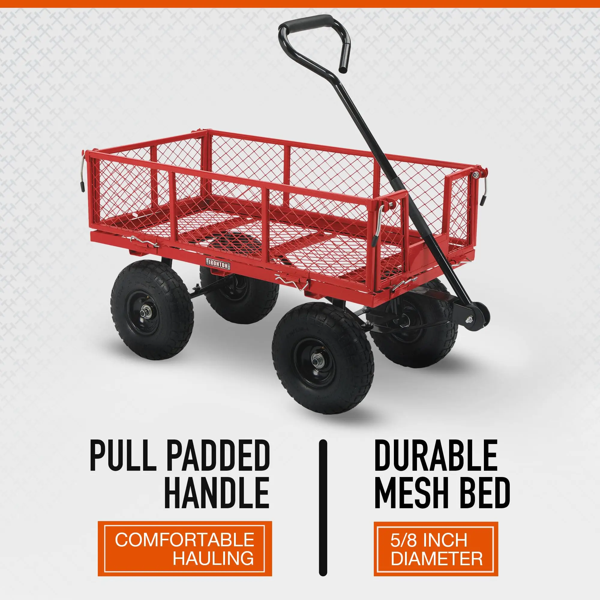 Steel Garden Cart, 400-Lb. Capacity, 38in.L x 18 1/2in.W x 21in.H