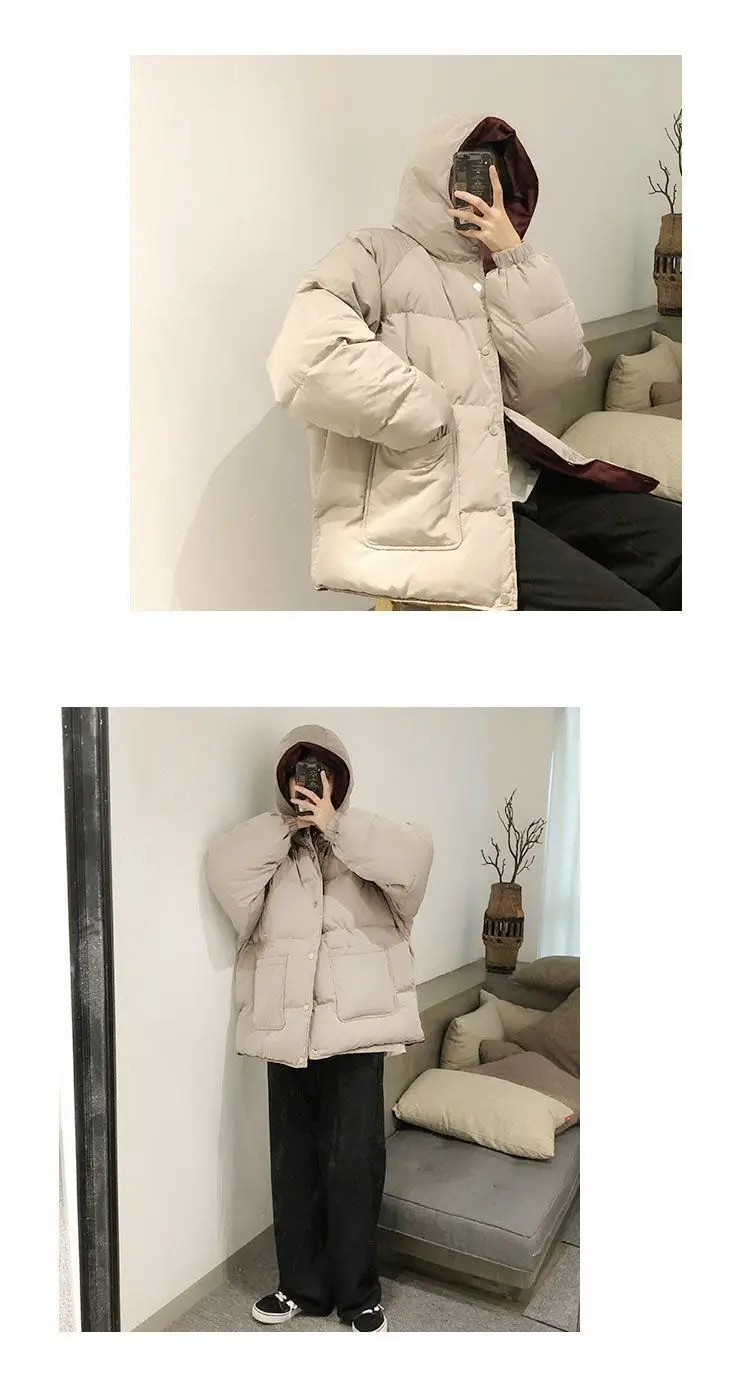 Two-sided Wear Cotton-padded Jacket Korean Winter Coat Women Thickened Parka Hooded Down Cotton Coat Windproof Puffer Jacket New