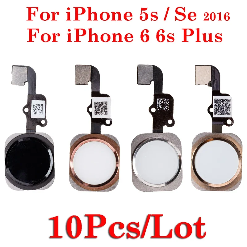 

10 pcs/lot home button with flex cable for iPhone 5S 6 6s Plus menu button keypad flex replacement parts