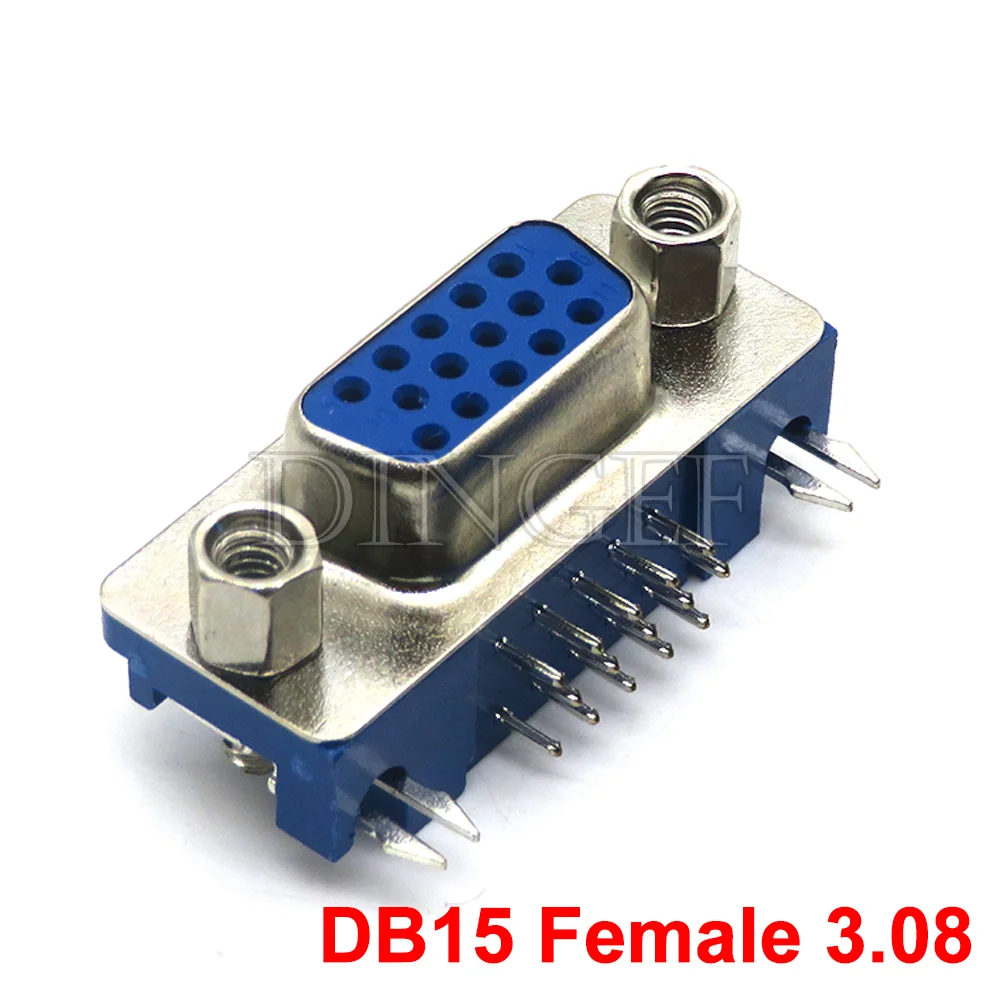 5PCS Connector Socket DB9 DB15 RS232 Harpoon Male/Female With Set Screw Post 3.08 Bent Three-row Connector Socket VGA Interface