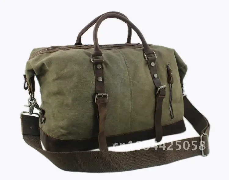 Fourre-tout en toile et cuir pour hommes, sac de voyage, bagage à main, grand sac de transport, sac de sport militaire en cuir, week-end sur les grands hommes de nuit