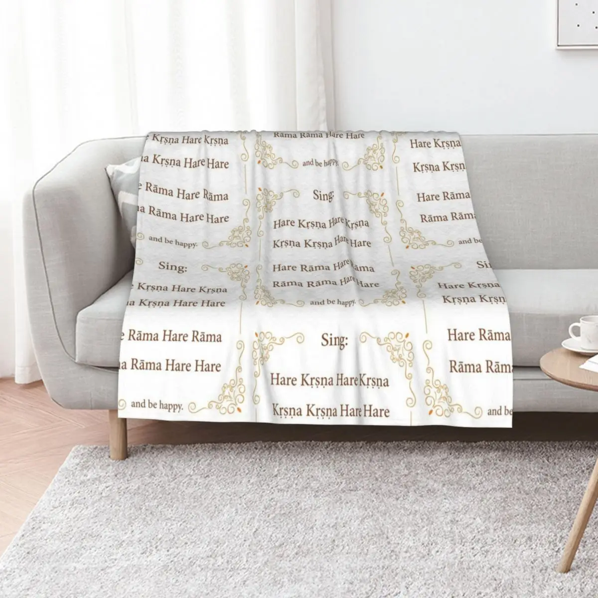 Hare Krishna Movement Mantra Throw Blanket Blankets For Sofas for babies Luxury Thicken funny gift Sofas Furry Blankets