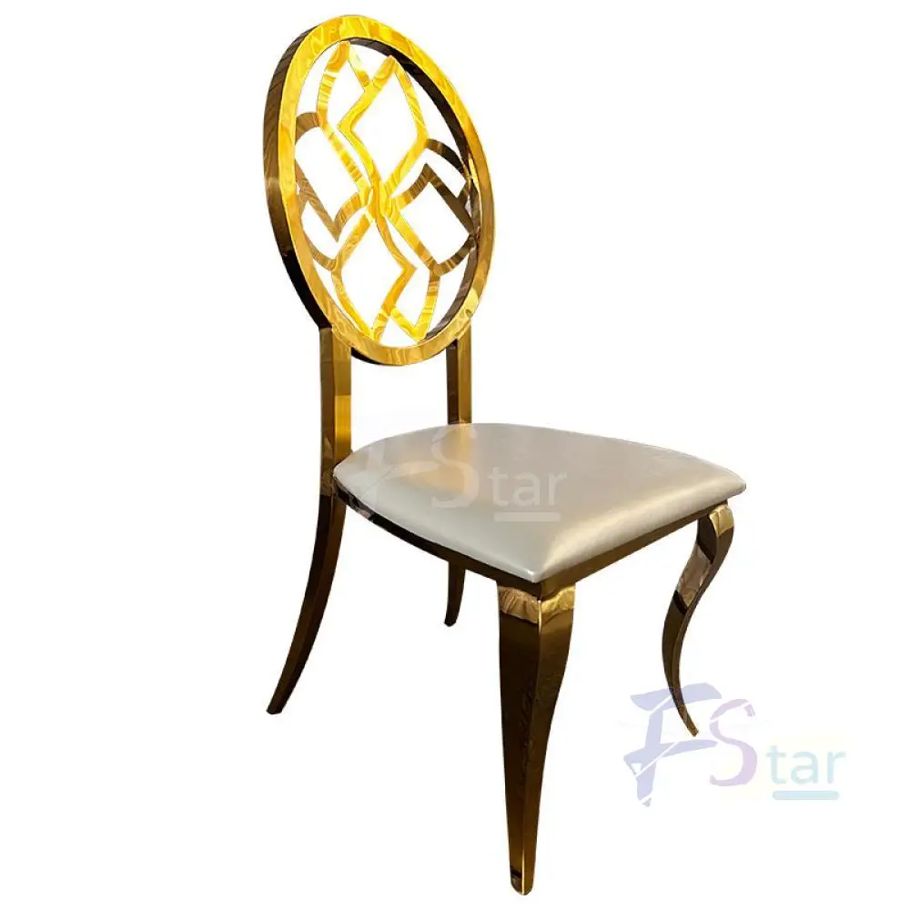 Factory Direct Sales Gold Stainless Steel Round Back Wedding Chair