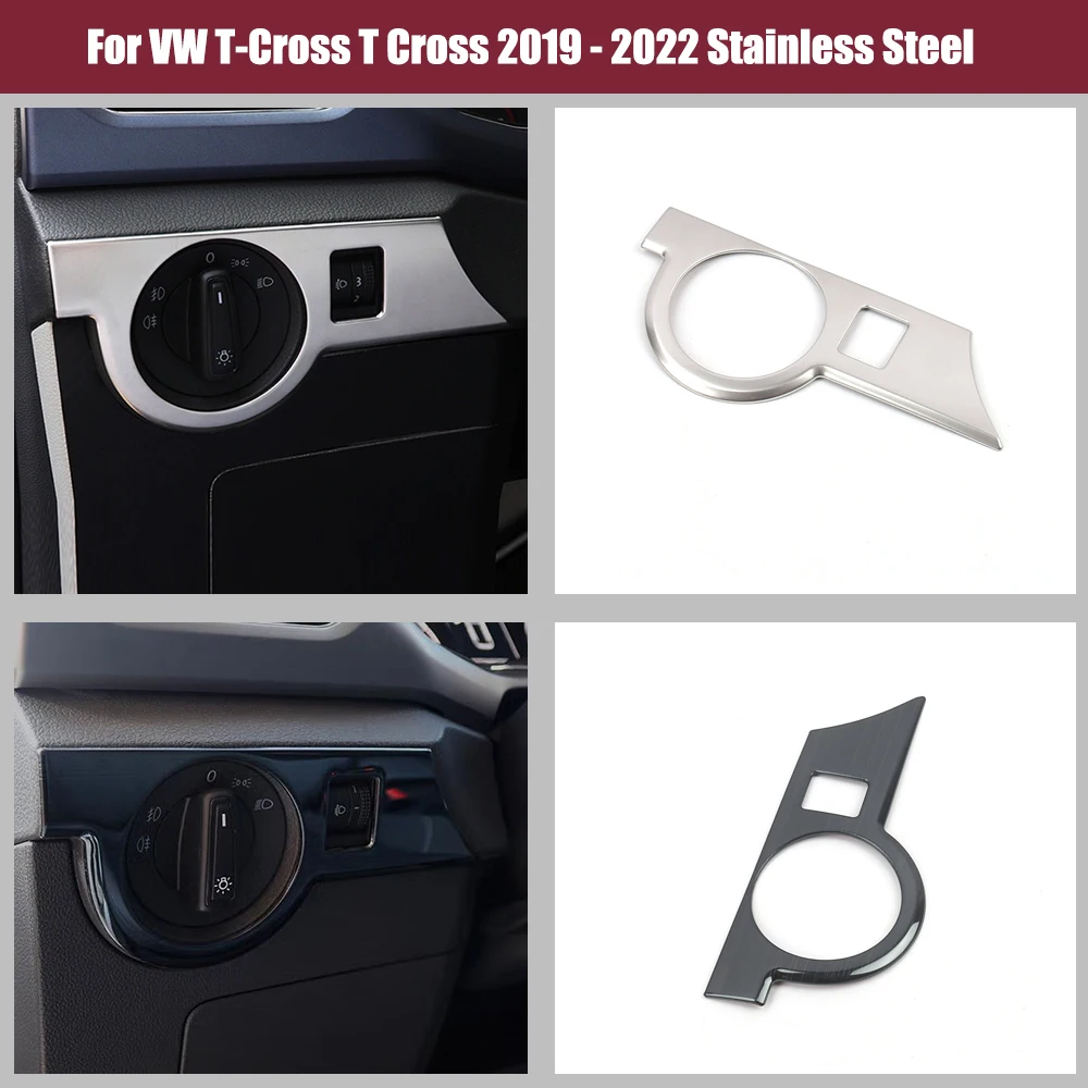 For VW T-Cross T Cross 2019 2020 2021 2022 Stainless Steel Car Headlamps Adjustment Switch Cover Trim Auto styling Accessories