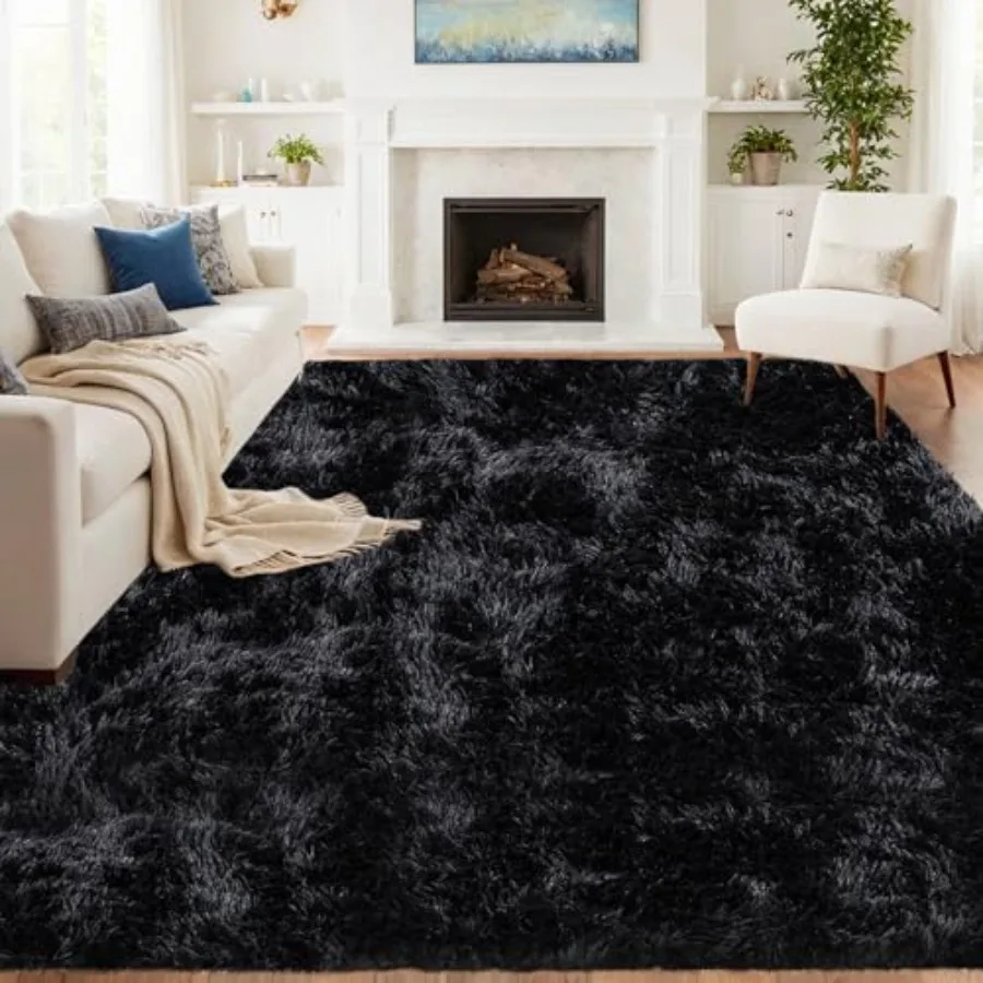 

8x10 Area Rugs for Living Room Rug: Soft Fluffy Shag Black Rugs for Bedroom Non-Slip Large Fuzzy Plush Rug Indoor Floor Carpet