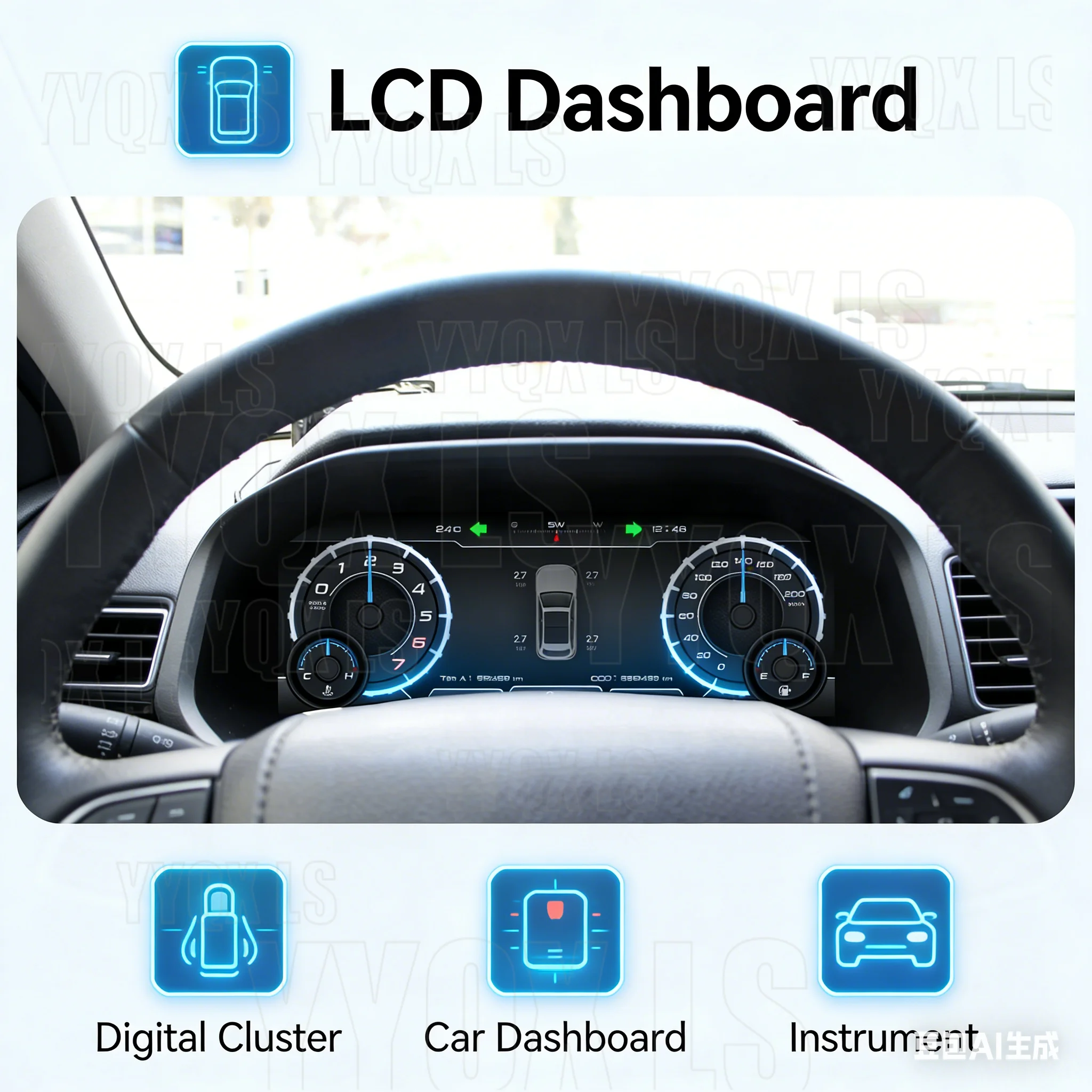 

12,3-дюймовый цифровой LCD-дисплей для автомобиля Toyota Prado 2010-2019, виртуальная приборная панель, автоматический спидометр, экран с функцией AI.