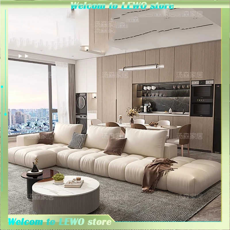 

Light Luxury Leather Sofa Living Room Italian Minimalist High-end Atmosphere Modern Simple Muebles Para El Hogar Home Furniture