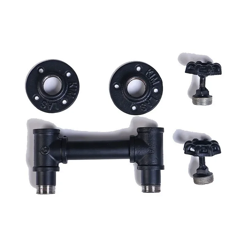 

Black industrial style iron plumbing ledge pull household cabinet door handle bar wall decorative wall bracket