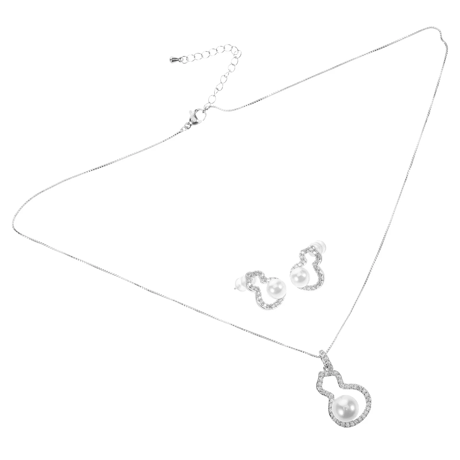 

2 Pcs Pearl Gourd Earrings Necklace Wedding Jewelry Fashion Shape Pendant Plastic Pearls for Women
