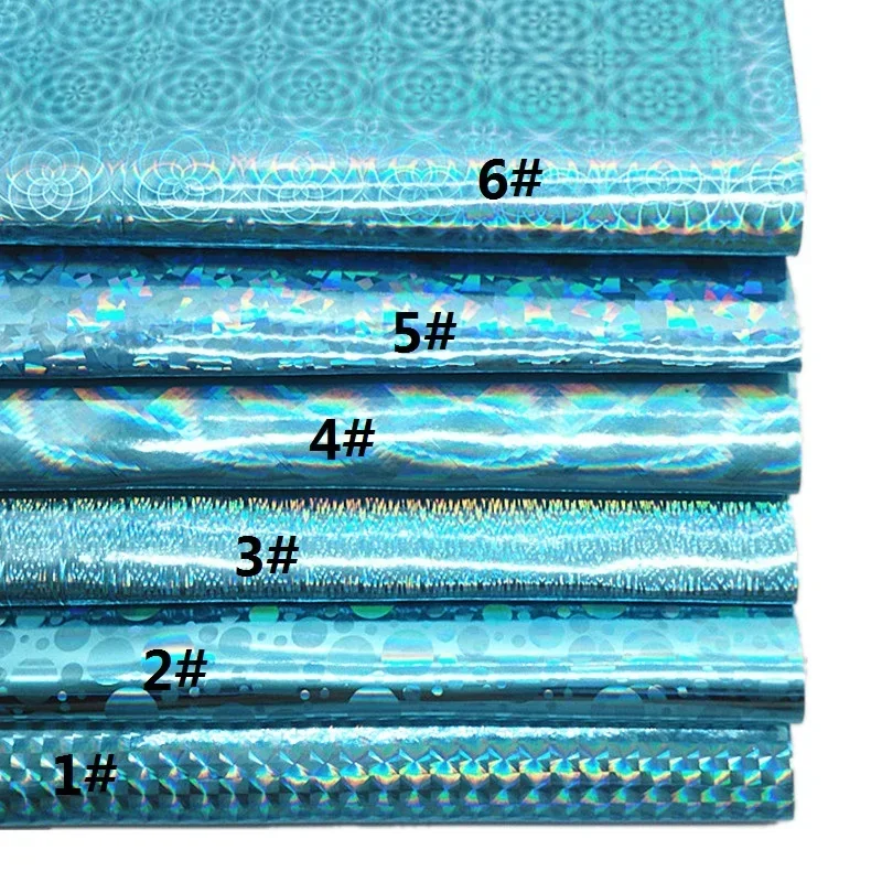 Blue Faux Leather Sheets Iridescent Faux Leather Fabric Wave Dots Patent Synthetic Leather Sheets for DIY Craft 8.2