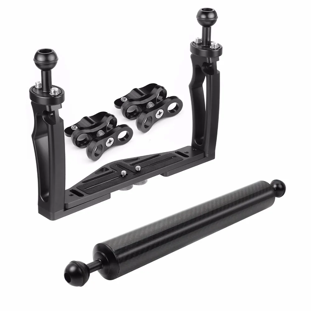 Tauchen DSLR Kamera käfig Dual Handheld Tray Halterung Buttery Clip Kohle faser Verlängerung sarm schwimmende Stativ halterung für Gopro 13 – Detail 33