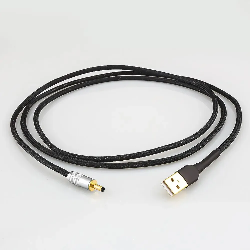 Hi-Fi Grade 23AWG Silver-Plated DC Power Cable, USB to 5.5×2.1/2.5mm Linear Power Supply Output Cord for Phono Stage & Amplifier