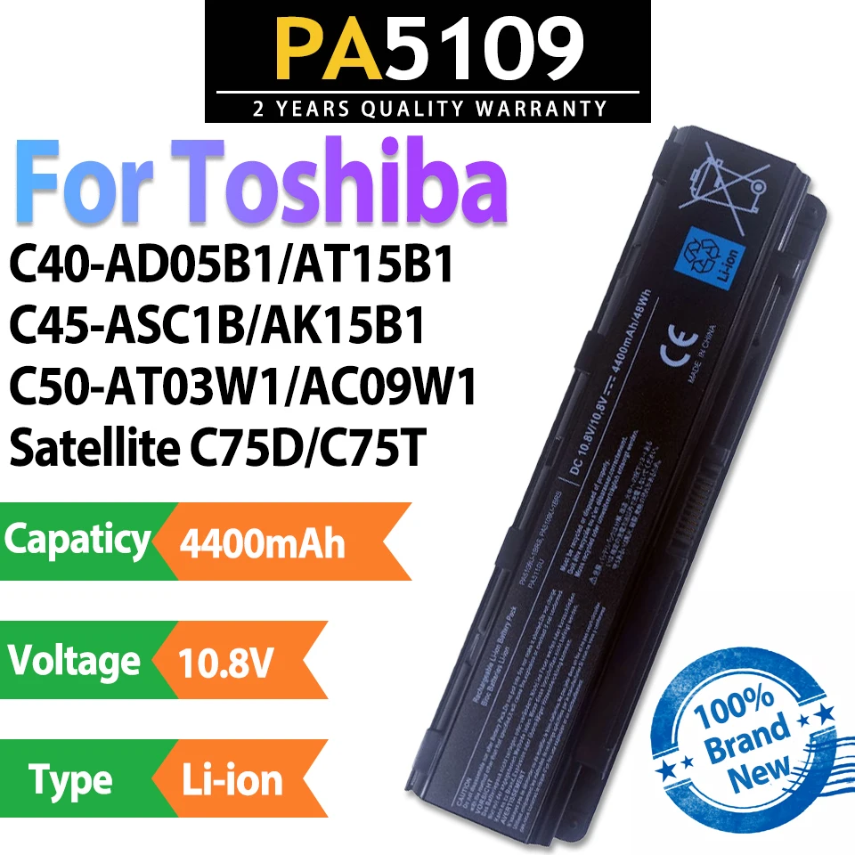 PA5109 10,8 V 4400mAh nueva batería de ordenador portátil para Toshiba C40-AD05B1 C40-AT15B1 C45-ASC1B C45-AK08B1 C50-AT01W1 Satellite C55