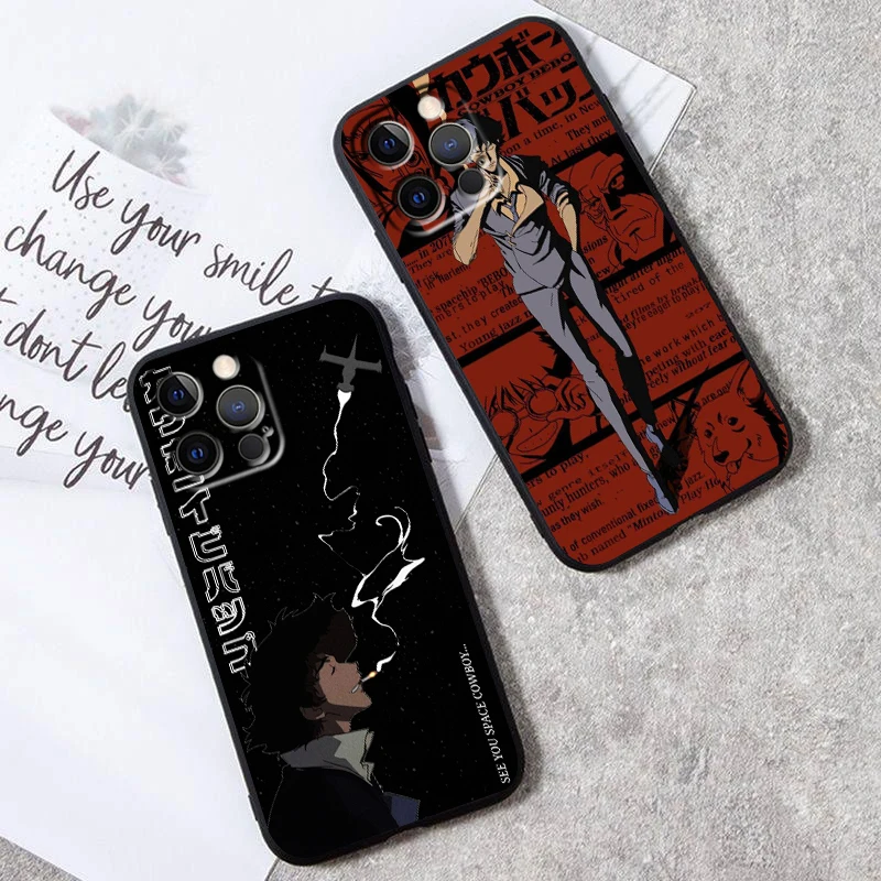 Anime Cowboy Bebop Comics For Apple iPhone 16 15 14 13 12 11 XS XR X Pro Max Plus Mini Black TPU Phone Case