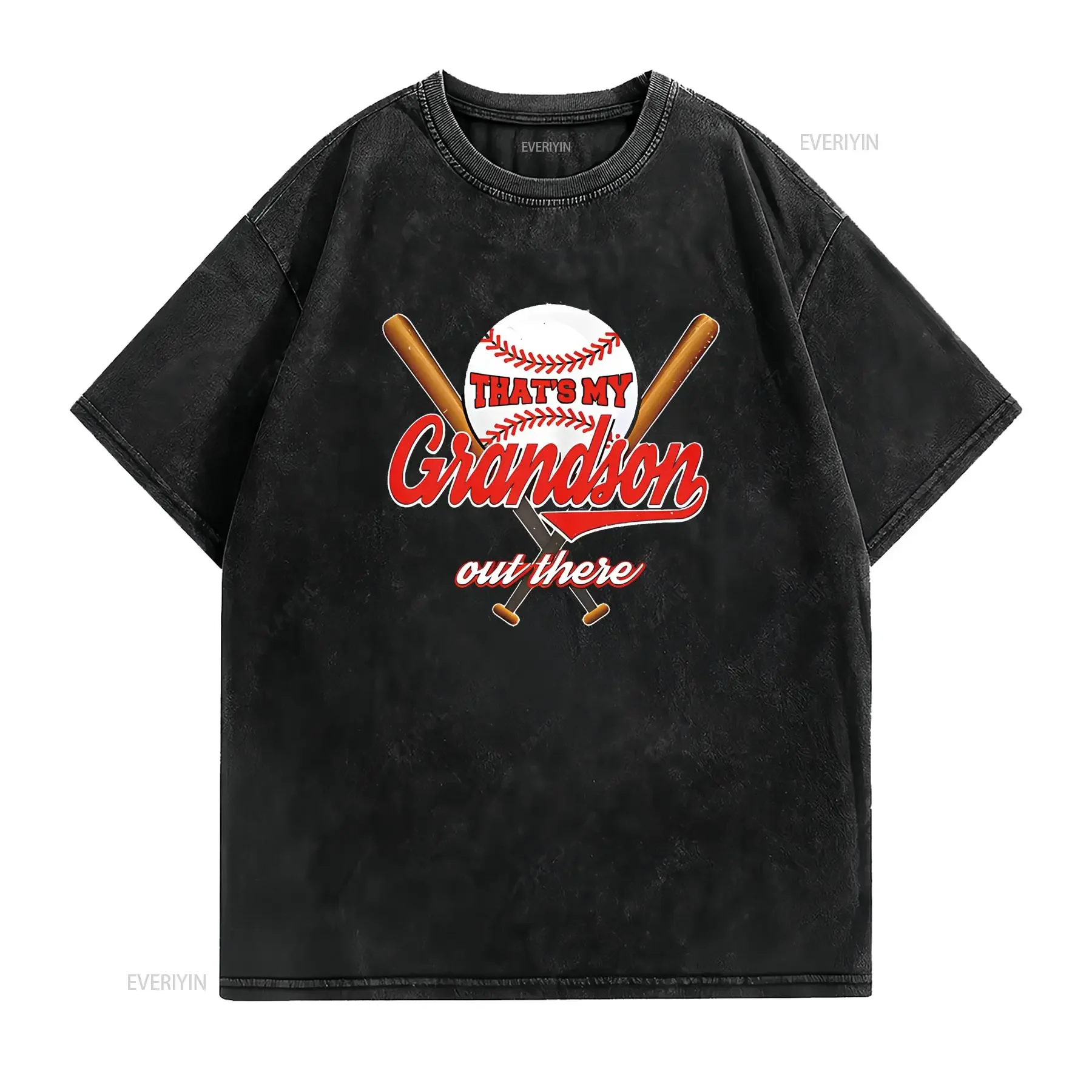 That s My Grandson Out There proud grandma baseball granny T Shirt vintage Washed designer clothes Casual Unisex homme