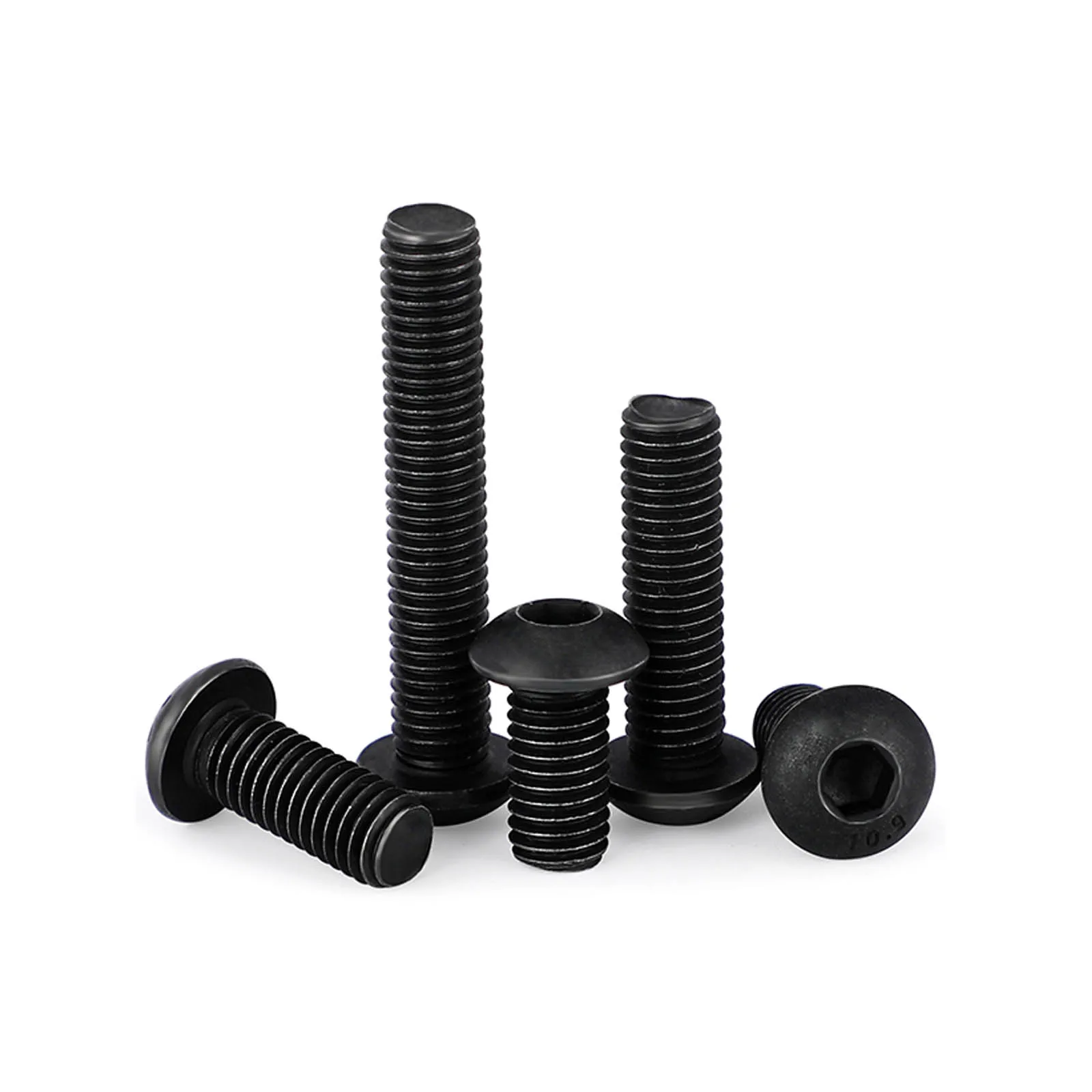 1/2/50pcs M1.6 M2 M2.5 M3 M4 M5 M6 M8 M10 M12 M16 ISO7380 10.9 Grade Steel Hex Socket Pan Button Round Head Machine Screw Bolt