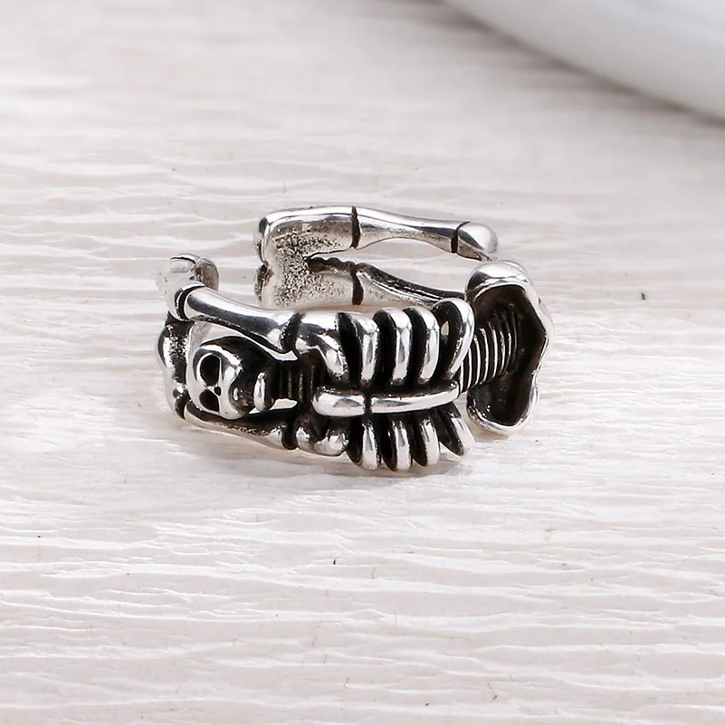 

VIVILADY 925 Серебряные хип-хоп Рок скелет череп резные кольца для модных женщин Изящные Ювелирные изделия минималистские аксессуары Хэллоуин