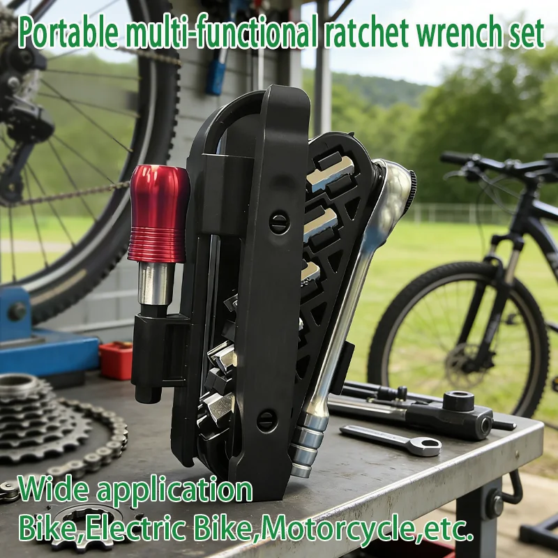 

Portable Ratchet Wrench Kit Multifunction Bicycle Tools 14 In 1 Multitool Set Tyre Lever MTB Road Bike Gadgets