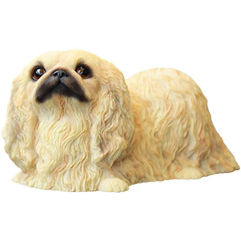 1/6 스케일 거짓말 자세 베이징 Pekingese 귀여운 수지 동물 작은 개 모델 12 인치 장난감 피규어 데스크탑 액세서리 인형