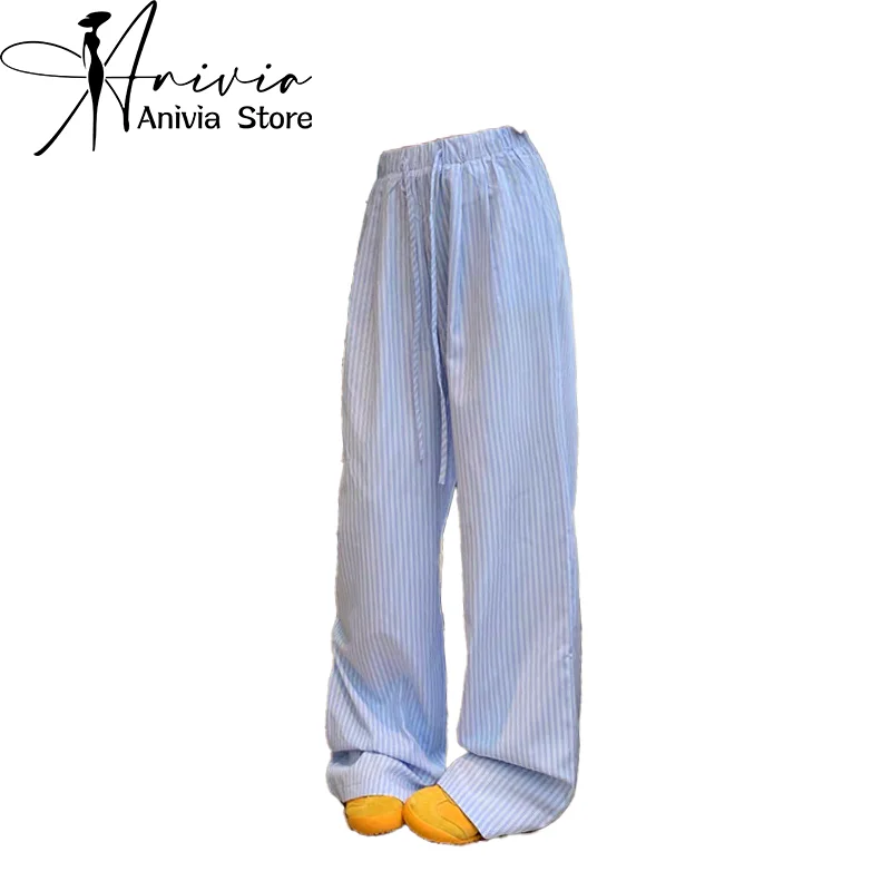 

Women's Striped Pants Vintage Harajuku Y2k Aesthetic Retro Oversize Pants Oversize High Waist Baggy Trousers 2000s Clothes 2024