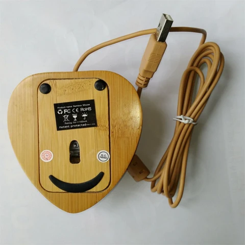 Young people's full bamboo heart-shaped USB mouse, desktop notebook wired bamboo mouse