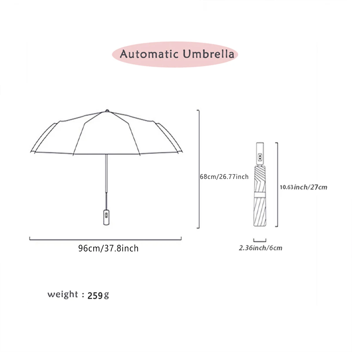 Extra Large Umbrella with 8-Rib Design & Double-Sided UV Protection - High Quality Manual Open, Sleek Black for Family, Outdoor,