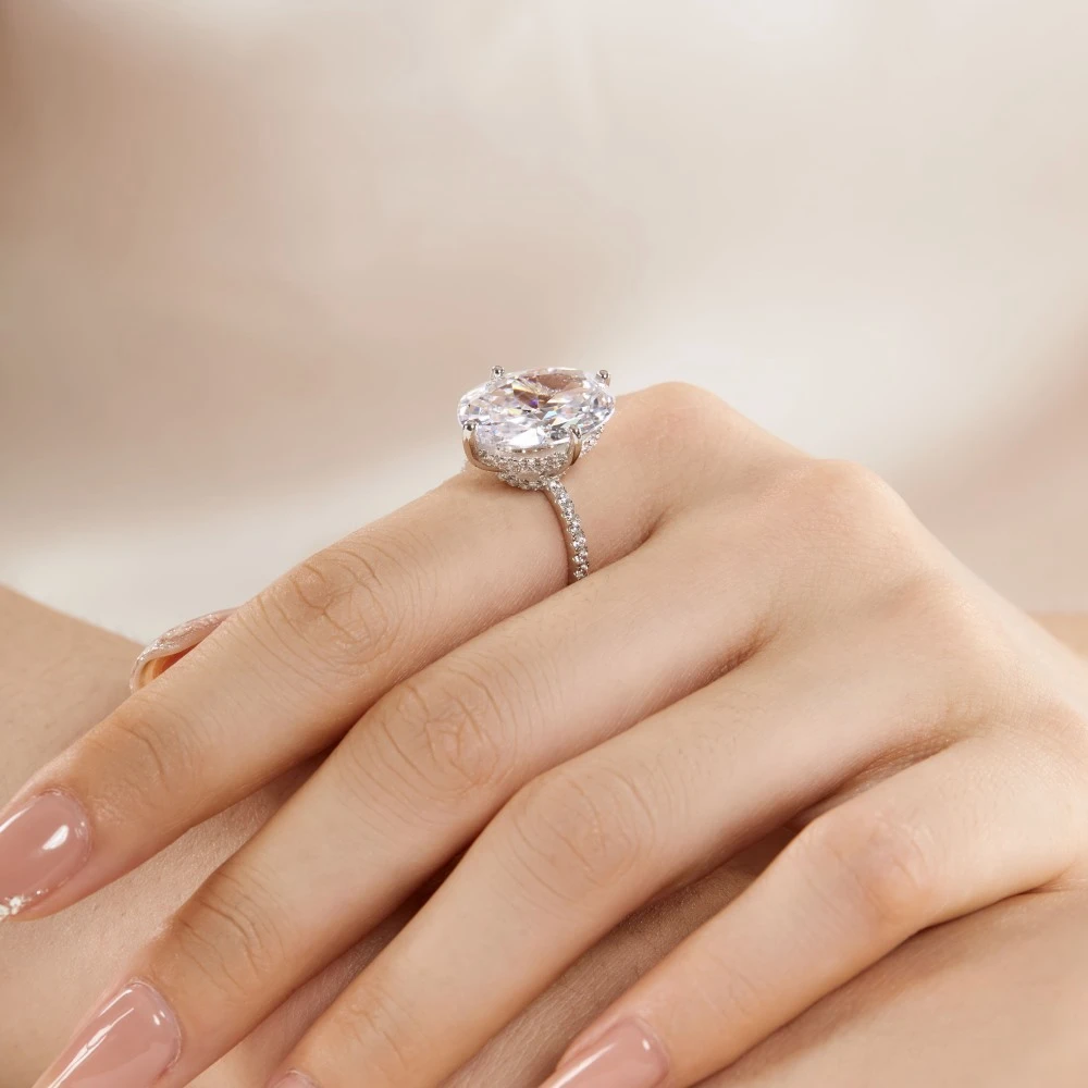 Wong Rain Luxury 13*18 MM 925 Sterling Silver Oval Cut High Carbon Diamonds Fine Jewelry Wedding Engagement Ring Drop Shipping