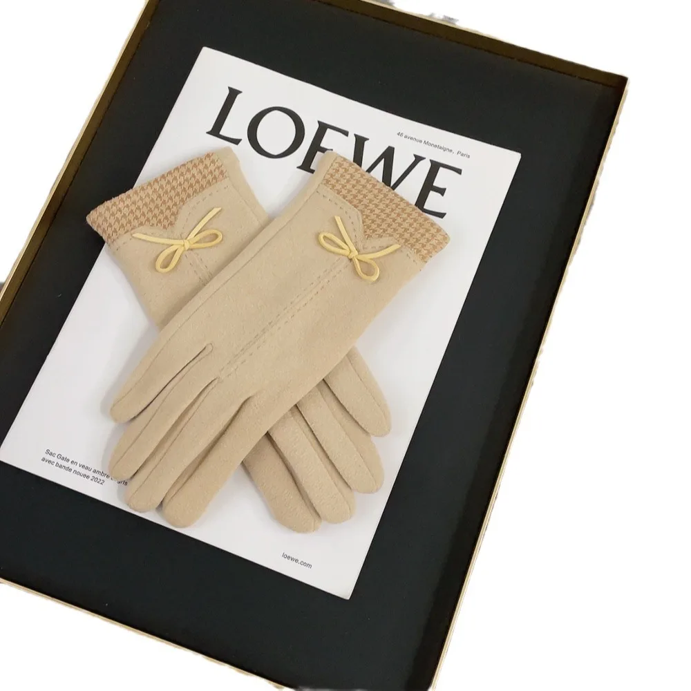 المتقدمة الحسية ألف الطيور شبكة القوس تصميم الفراء المخملية بالإضافة إلى قفازات المرأة المخملية الشتاء الدفء شاشة ملموس #3