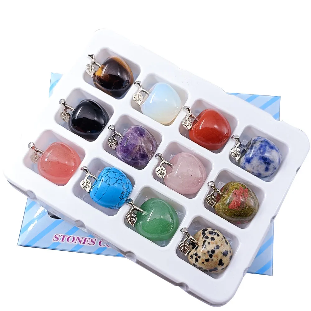 

Natural crystal,jade,gemstone colorful apple small ornaments,mixed - color and multi - colored Christmas Eve and Christmas gifts
