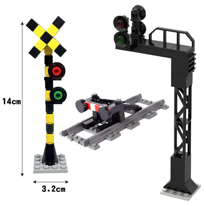 MOC City Street Series Building Blocks Accessories Rail Traffic Light Train Signal Light Model Railings Mini Brick Toy K044 DIY