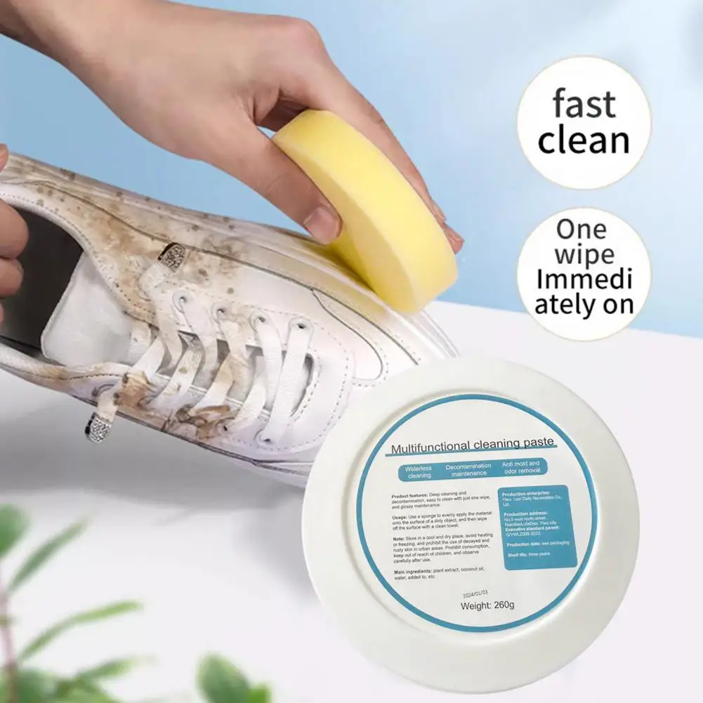 Pasta per scarpe crema per la rimozione della polvere crema detergente per scarpe Versatile con ingredienti sicuri spugna facile da usare per multifunzionale