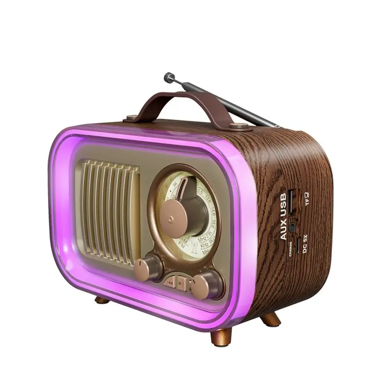 

Портативное 3-диапазонное AM/FM/SW радио с RGB-подсветкой, музыкальной колонкой, Bluetooth-динамиком и воспроизведением через AUX, TF-карту и USB.