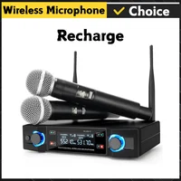 Sistema con micrófono inalámbrico profesional G-L-X, micrófono dinámico de mano inalámbrico de frecuencia fija UHF de doble canal para fiesta de Karaoke