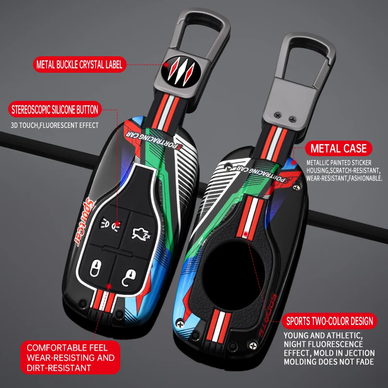 Zinc Leather Car Remote Key Case Cover Protector For Maserati Ghibli 2014 to 2019 Levante GranCabrio Quattroporte GT Granturism