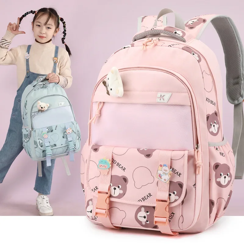 Mochila infantil bonito urso graus 3-6 saco de escola ortopédica leve para alunos da escola primária