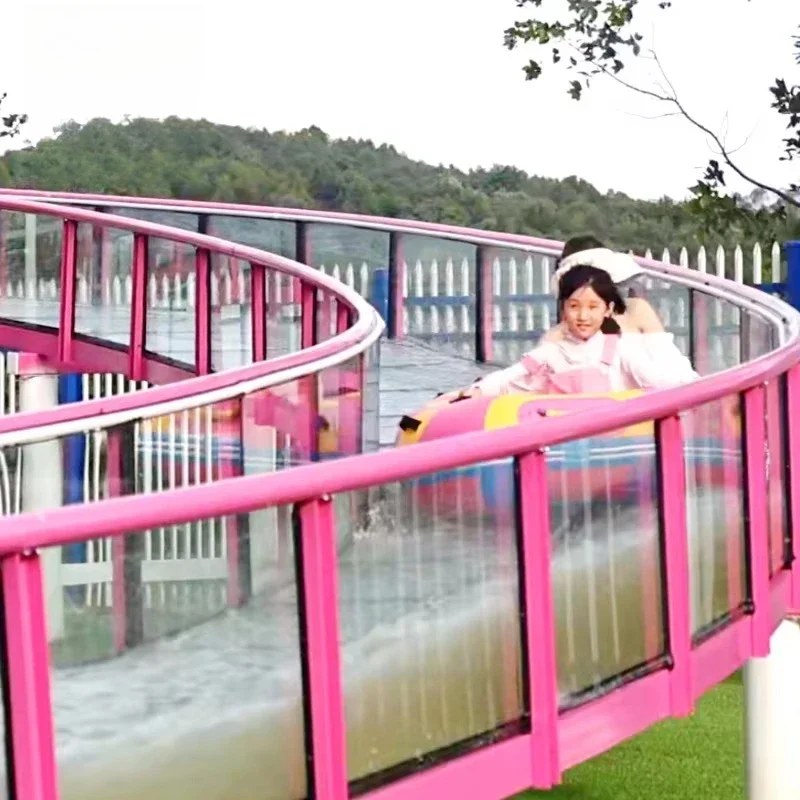 Great Fun Outdoor Water Play Equipment Amusement Park Floating Games Giant Long Glass Water Slide Rides