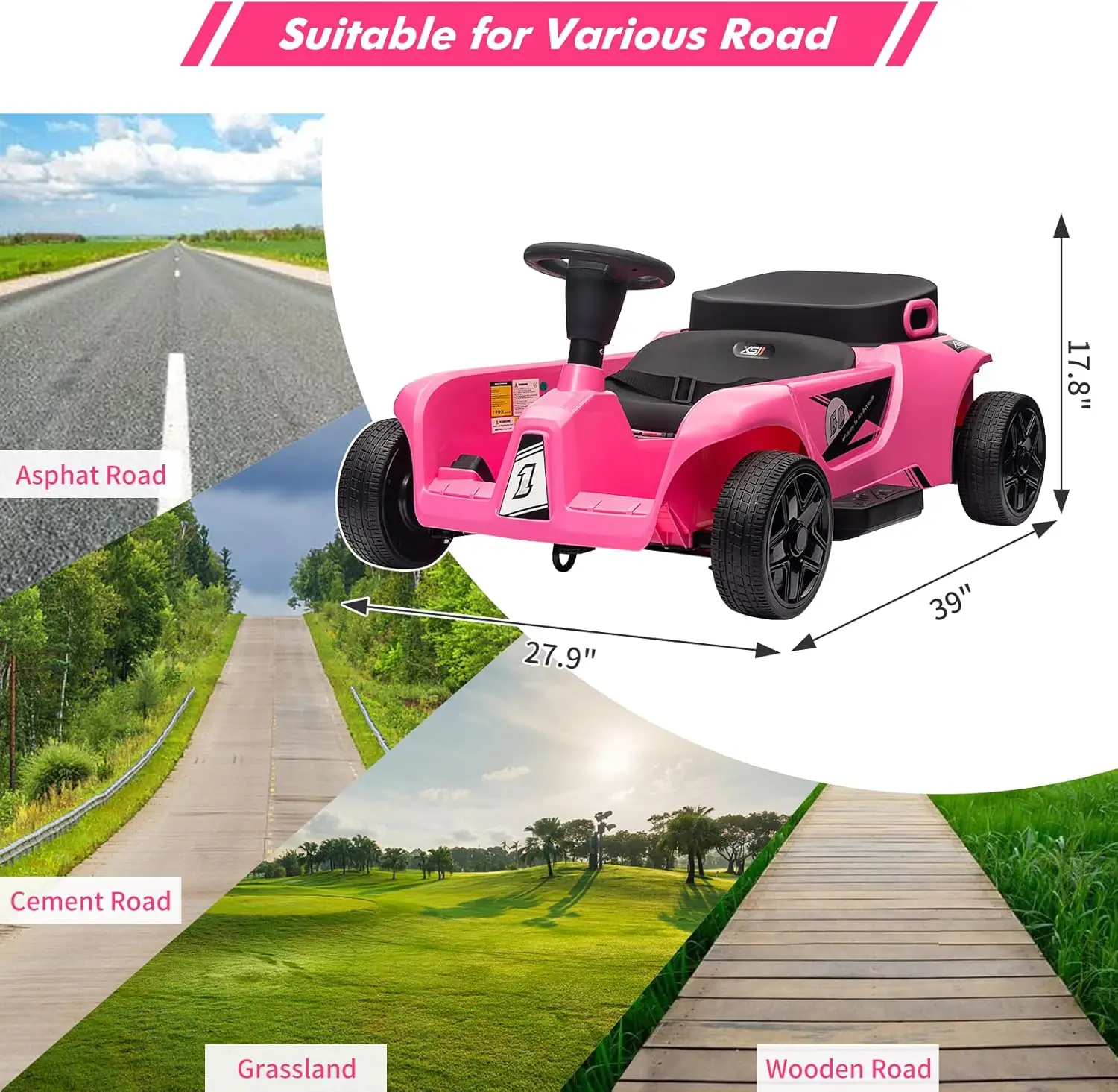Auto da giro elettrica a 4 ruote da 24 V per bambini, 2 posti con doppi motori da 120 W, telecomando per genitori e 2 modalità di guida Luci a LED, musica