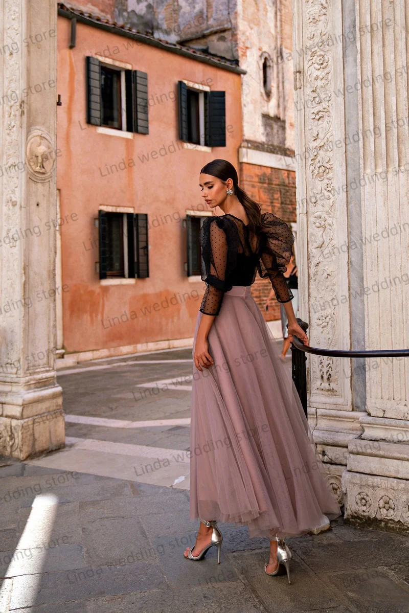 Vestidos de noite formais com decote V feminino, longo, destacável, manga cheia, elegante, preto, roxo, baile, festa de despedida de solteira