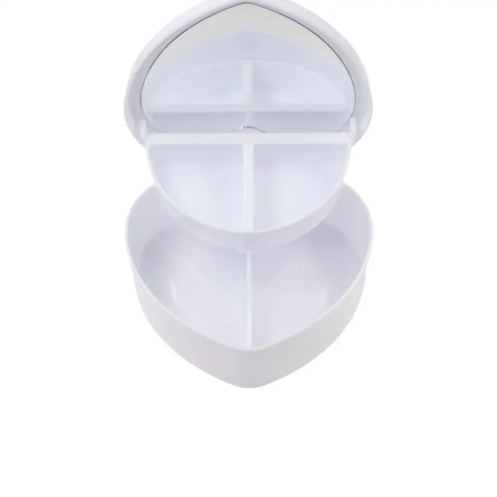 Double Storage Box Love Heart Girls Makeup Storage Box Desktop Cosmetic Organizer Sundries Container Heart-shaped Jewelry  Box