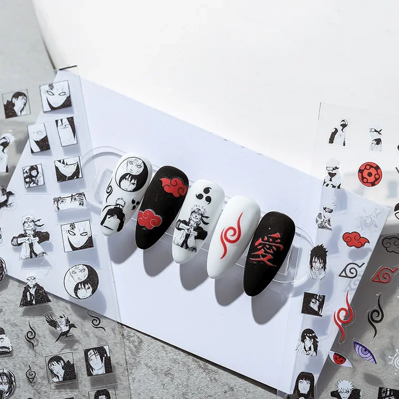 

NEW Naruto Anime Peripheral 5D Nail Art Sticker Cartoon Uchiha Sasuke Uzumaki Naruto Waterproof Easy Sticker Gift Wholesale