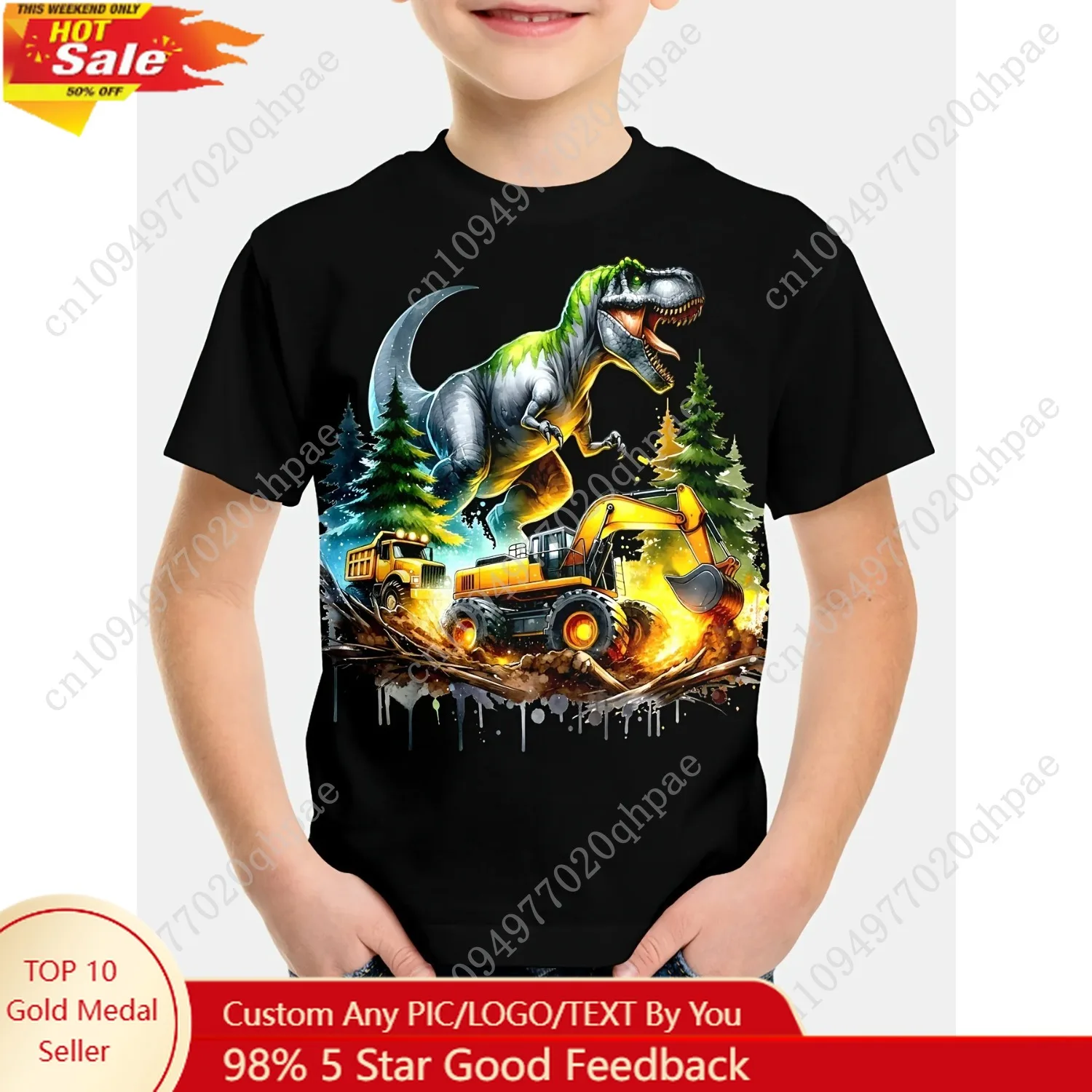 

Cartoon Dinosaurs Boys T-Shirt for a Boy Girls Summer T-Shirt 3D Printed Child Girl Tops Fashion Crew Neck Children Kids Clothes