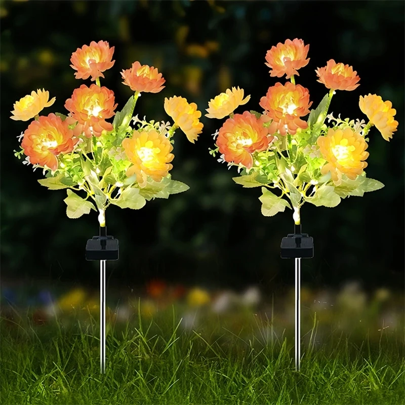 

Solar Outdoor Patio Garden LED Simulation Lawn Lamp Holiday 7 Heads Snow Lotus Flower Ground Lights Wedding Home Yard Decoration