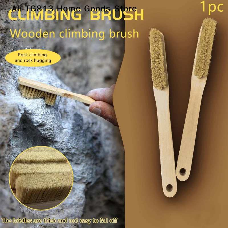 [TG813]Wooden Rock Climbing Brush Thick Boar Bristles Easy Use Portable Climbing Scrubber Bouldering Brush Chalk Cleaning Tool