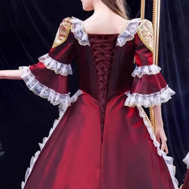 Burgundy Float Parade European Court Princess Dress Catwalk Photo Photo Christmas Performance Annual Meeting Women Show Costumes