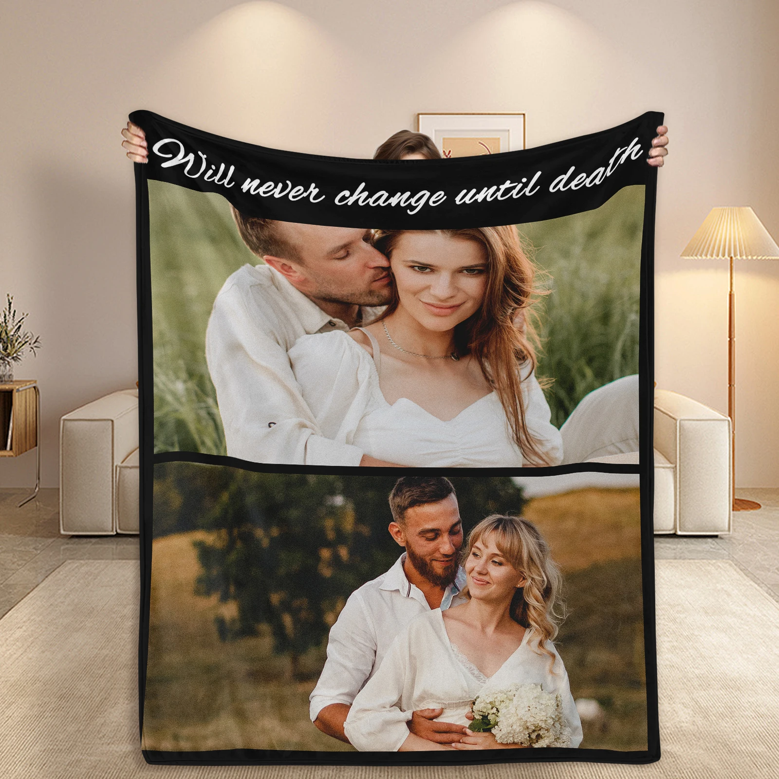 Custom Blanket with Photo Text Personalized Throw Blanket Customized Picture Blanket Valentines Day Gifts For Her