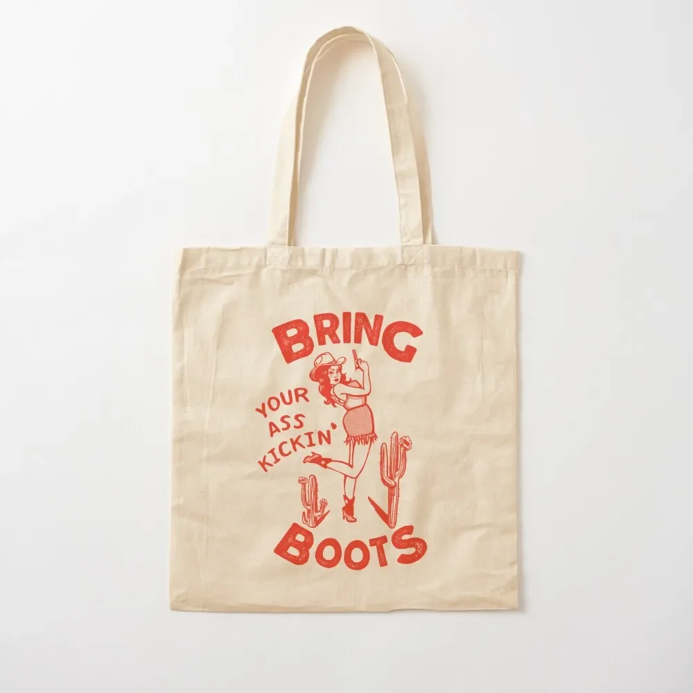 

Bring Your Ass Kicking Boots! Cool Retro Cowgirl With A Gun- A Great Gift Idea For Women! Tote Bag Women's bag Tote Bag